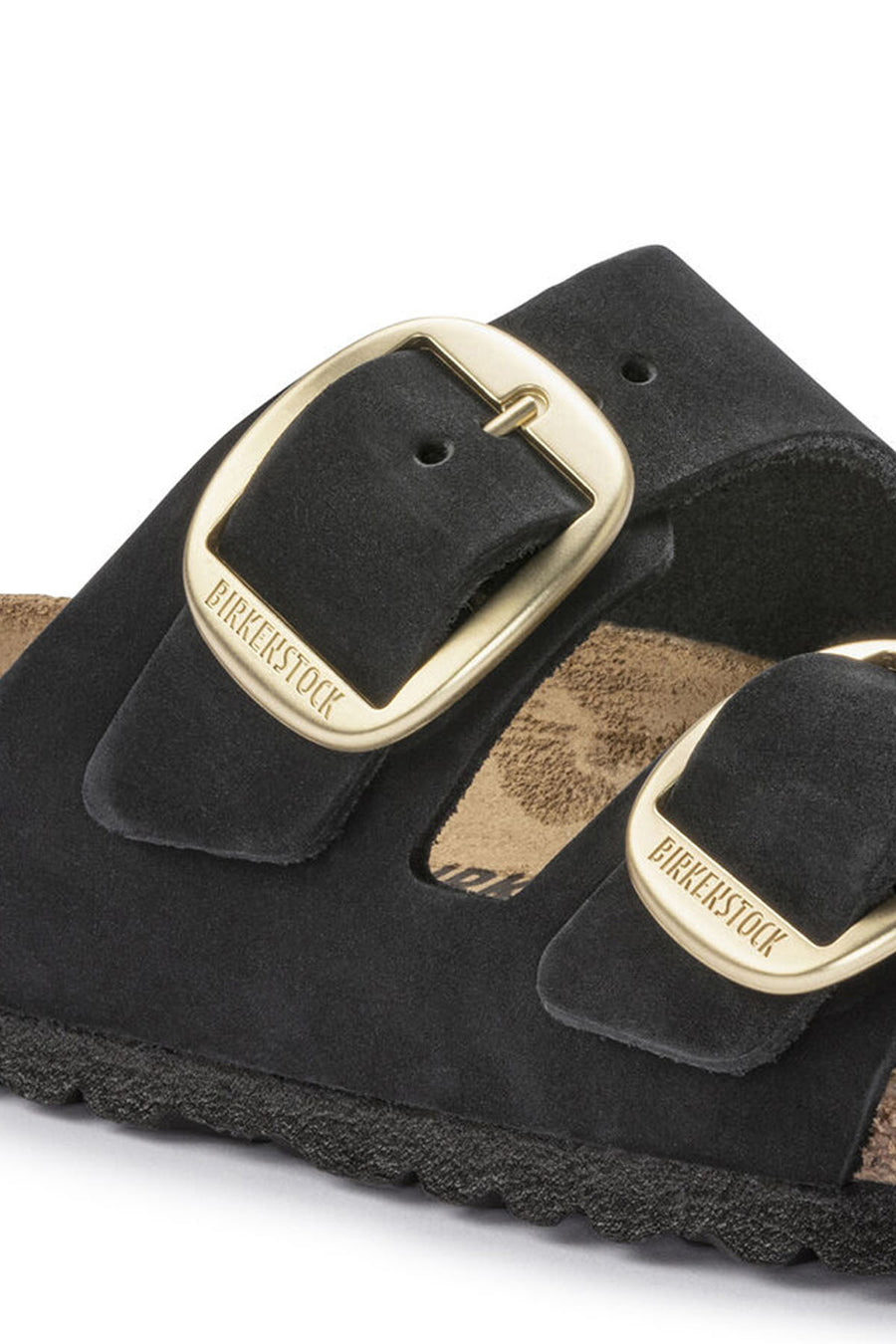Birkenstock Women's Black Suede Leather Arizona Big Buckle Slippers
