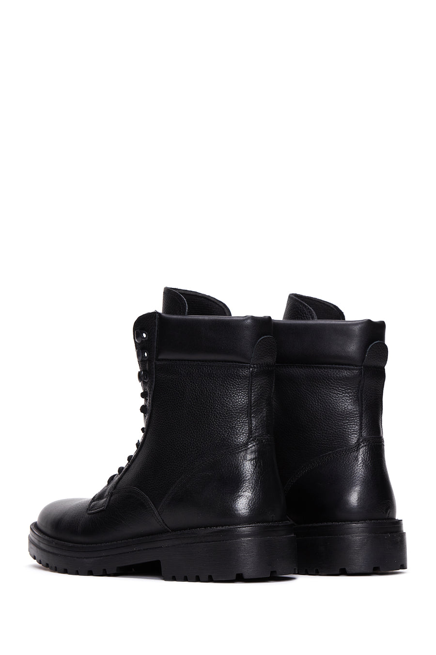 Men's Black Leather Boots Flat Boots