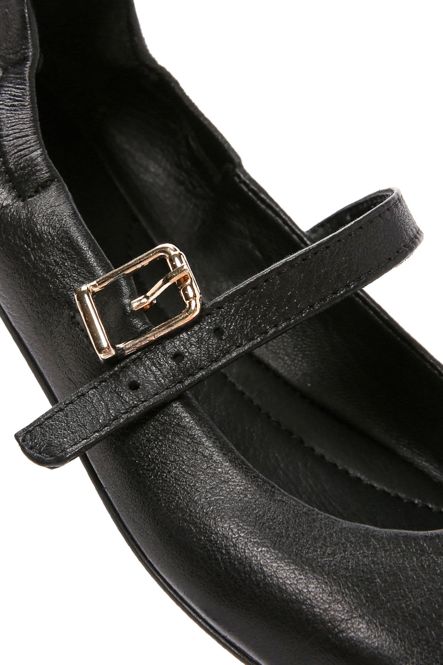Women's Black Banded Leather Ballerinas