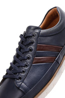 Men's Navy Blue Leather Casual Sneaker | Derimod