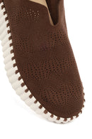 Woman Brown Thick-Soled Patterned Suede Comfort Shoe | Derimod