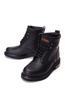 Harley Davidson Women's Black Leather Gibson Combat Boots | Derimod