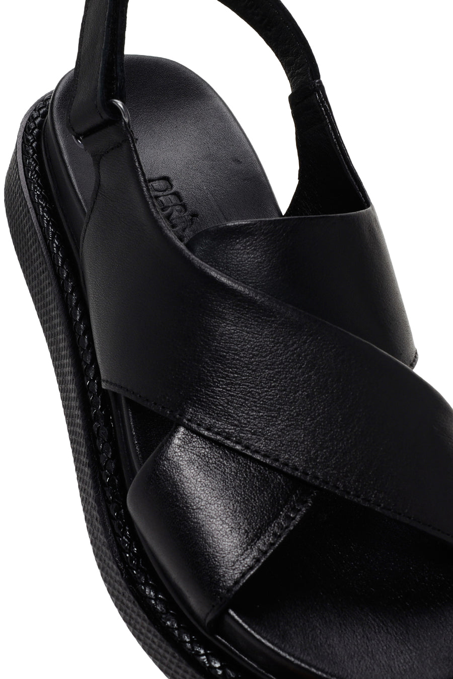 Women's Black Strappy Leather Comfort Sandals