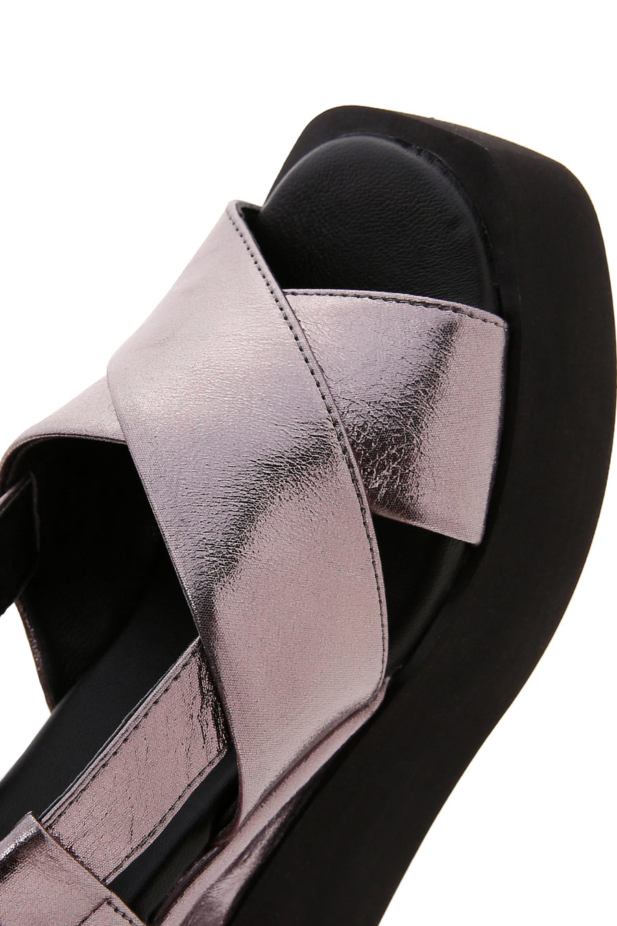 Women's Platinum Leather Wedge Heel Sandals