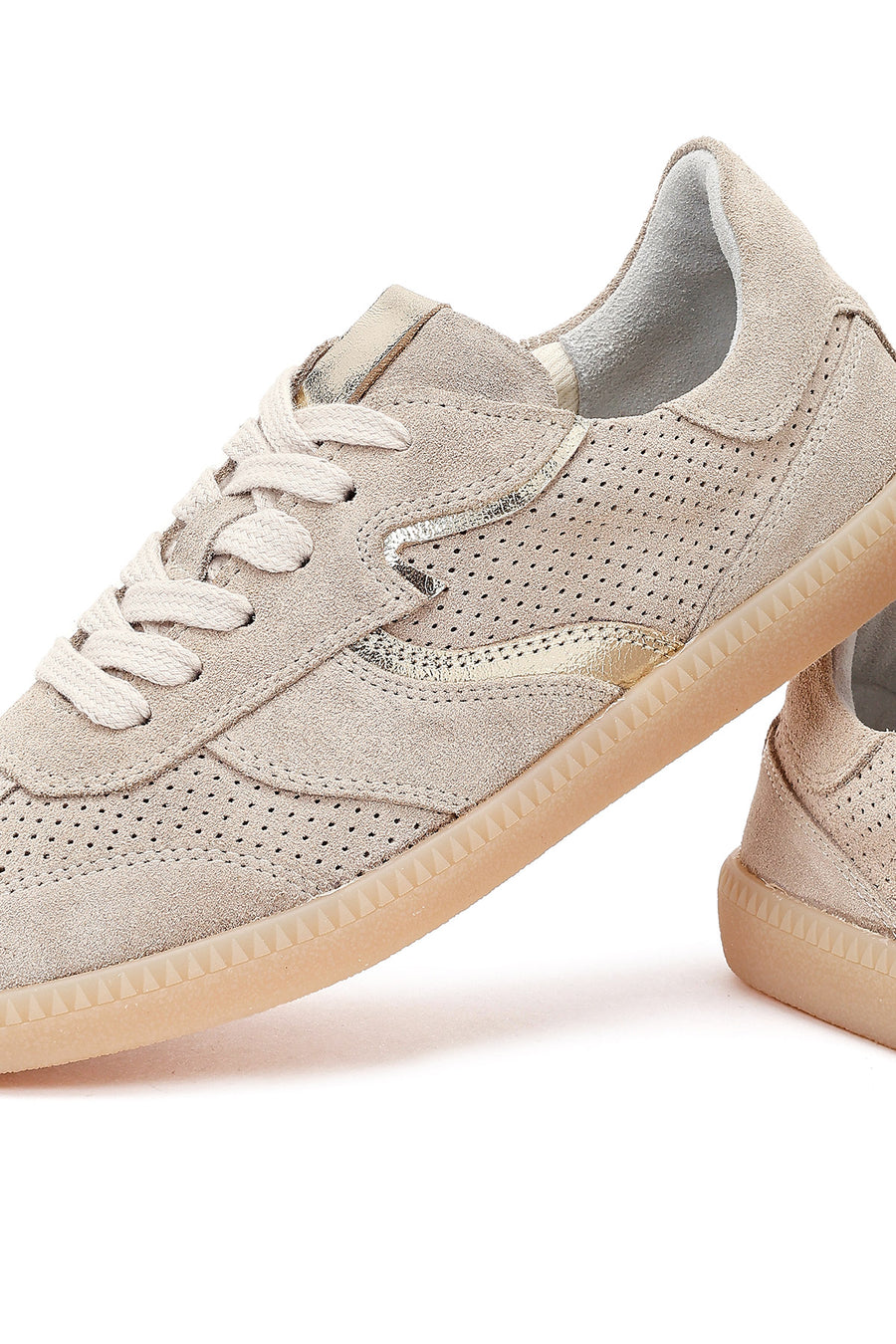 Kadın Bej Bağcıklı Süet Deri Sneaker