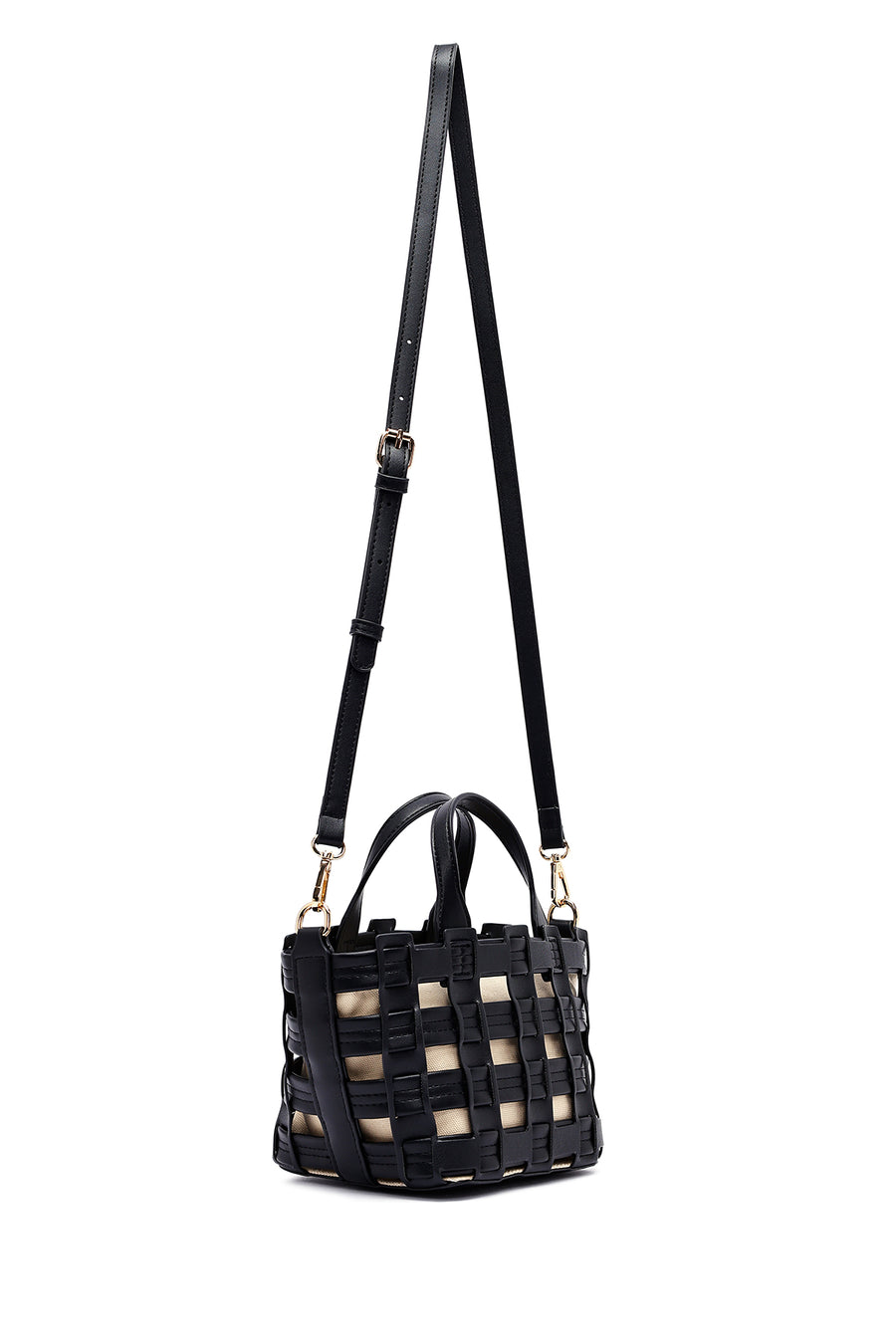 Woman Black Long Strap Knitted Shoulder Bag