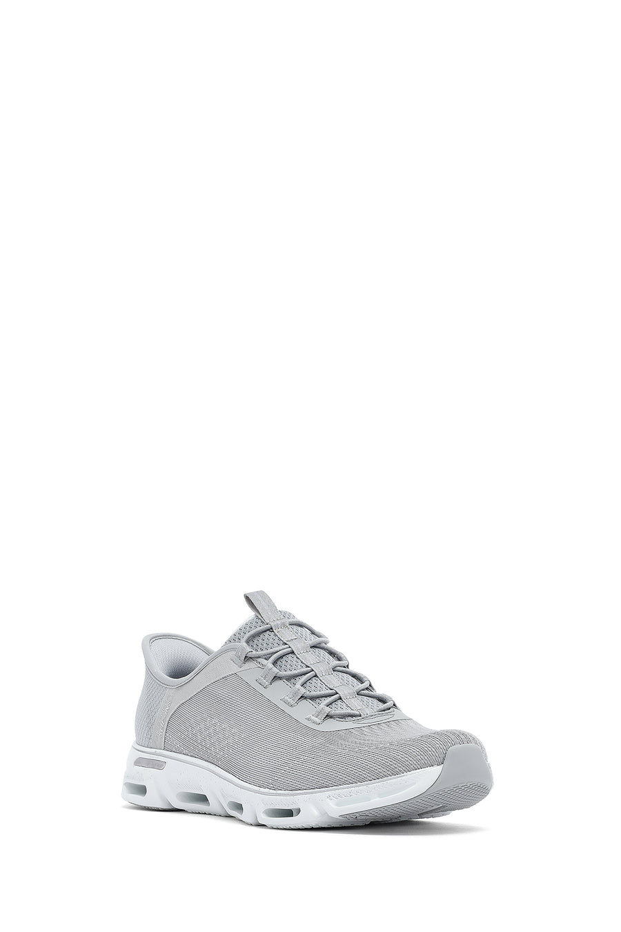 Skechers Women's Grey Glide Step Gratify Lace-Up Fabric Sneakers