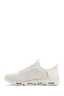 Skechers Women's Beige Glide Step Gratify Lace-Up Fabric Sneakers | Derimod