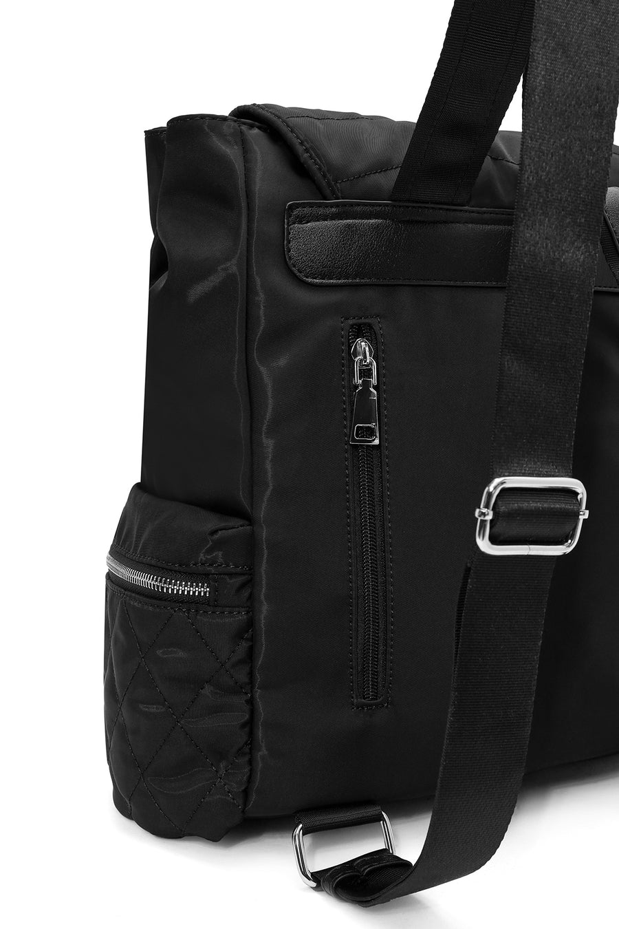 Women's Black Fabric Backpack