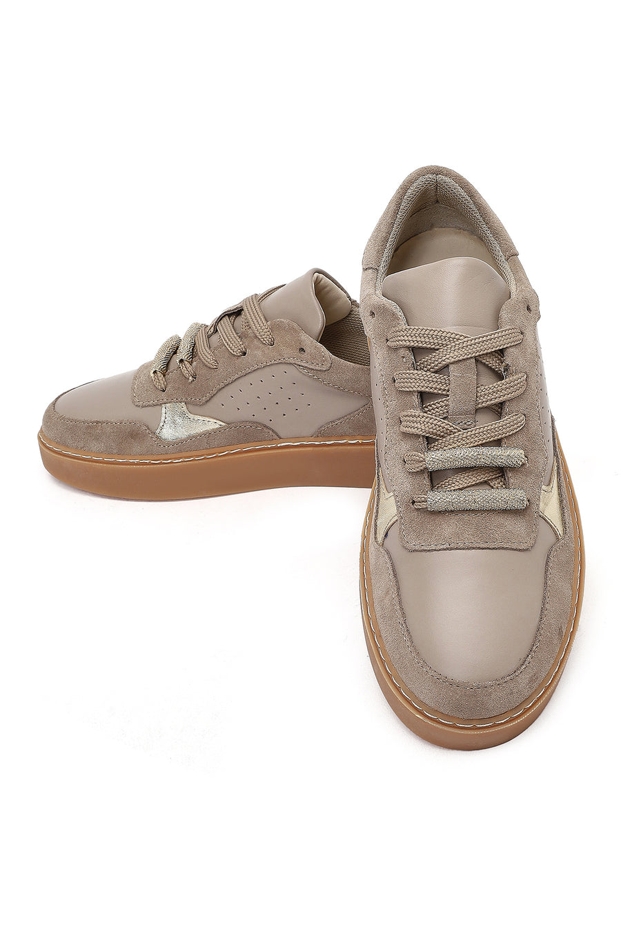 Kadın Vizon Bağcıklı Deri Sneaker