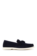 Erkek Lacivert Püsküllü Süet Deri Casual Loafer | Derimod