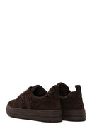 Woman Brown Lace-Up Chunky-Sole Patterned Leather Sneaker | Derimod