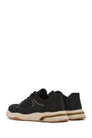 Erkek Siyah Bağcıklı Deri Sneaker | Derimod