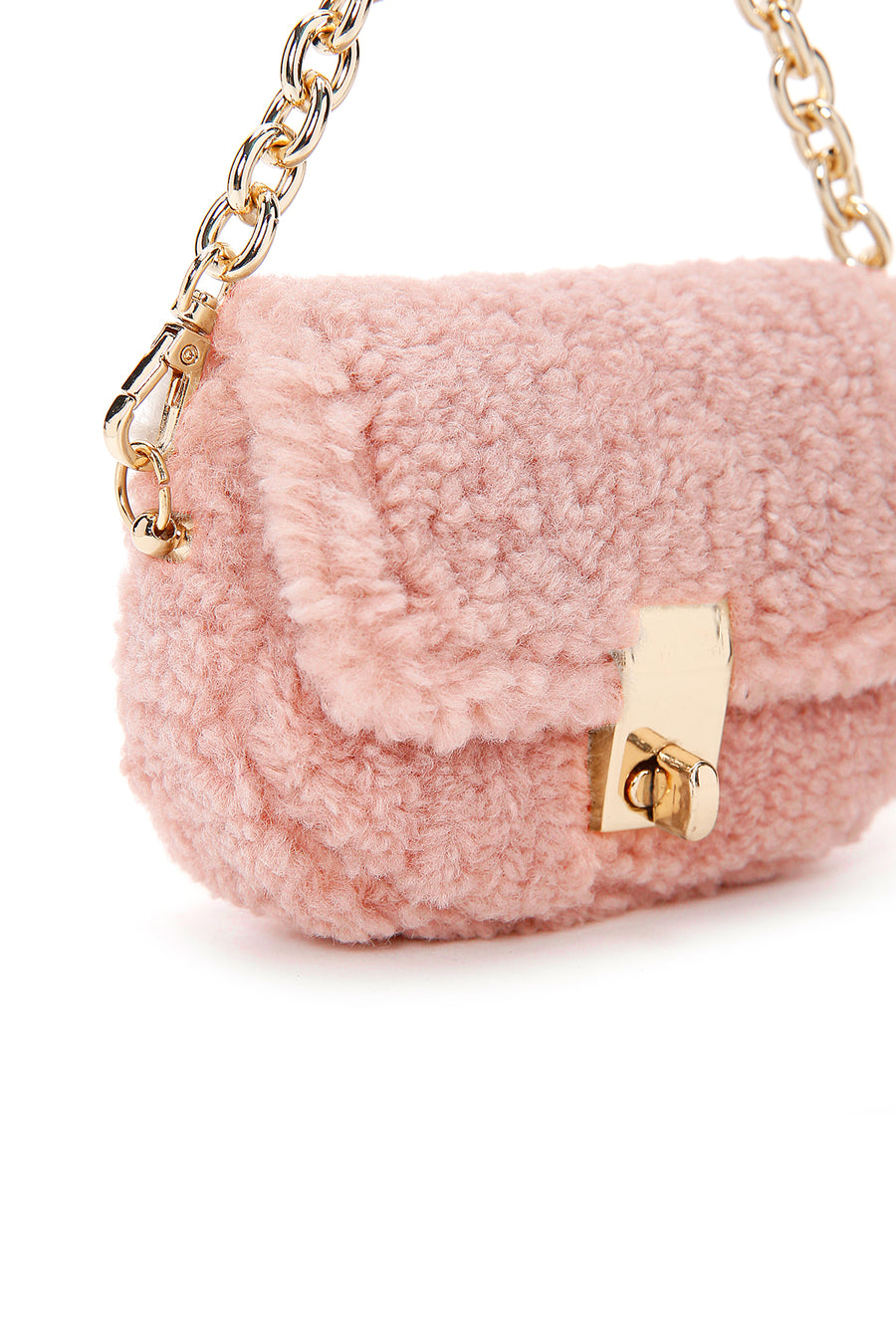 Kadın Pembe Peluş Mini Çapraz Çanta