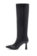 Woman Black Heels Leather Boot | Derimod