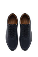 Erkek Lacivert Bağcıklı Deri Casual Sneaker | Derimod