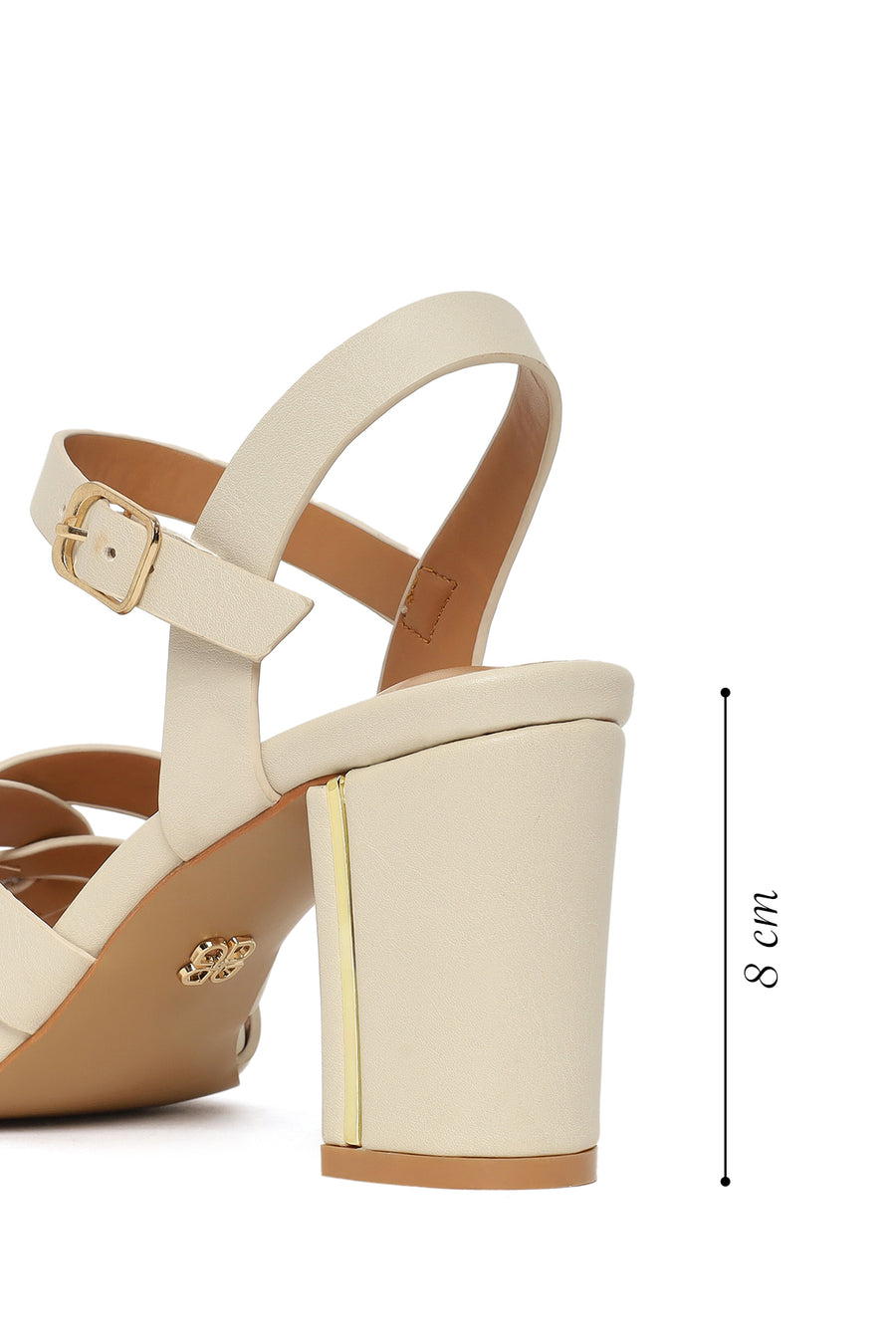 Woman Cream Ankle-Buckle Chunky-Heel Sandals