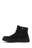 Men's Black Lace-Up Zipper Nubuck Leather Casual Boot | Derimod