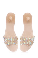 Women's Beige Stone Jelly Slippers | Derimod