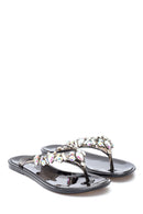 Women's Black Stone Flip Flops | Derimod
