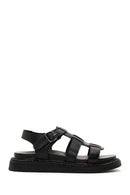 Women's Black Ankle Strap Leather Comfort Sandals | Derimod