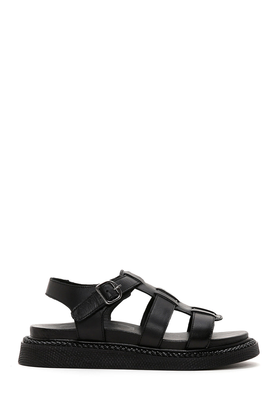 Women's Black Ankle Strap Leather Comfort Sandals 24SFD300018 | Derimod