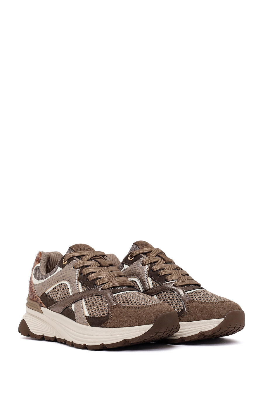Woman Mink Lace-Up Chunky Sneaker
