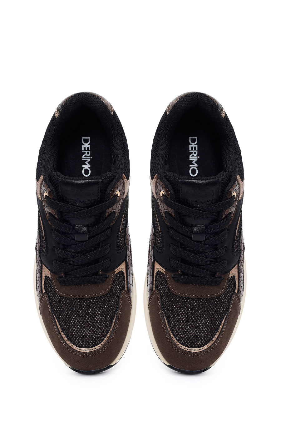 Woman Brown Lace-Up Wedge Sneaker