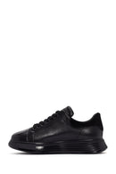 Men's Black Lace-up Thick-Sole Leather Sneaker | Derimod