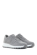 Women's Anthracite Lace-Up Suede Leather Sneakers | Derimod