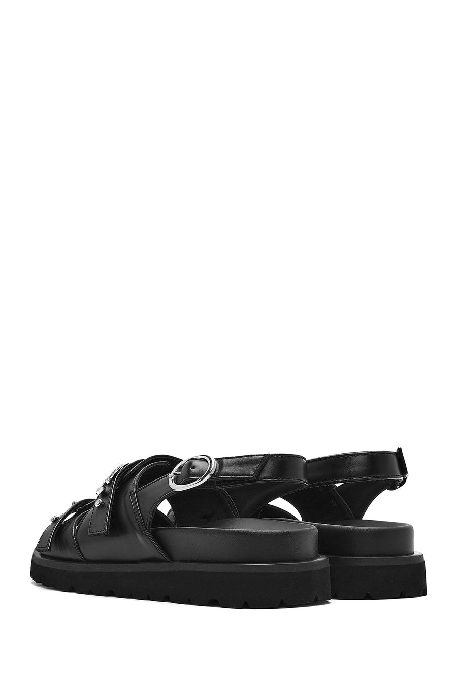 Women's Black Buckle Sandals