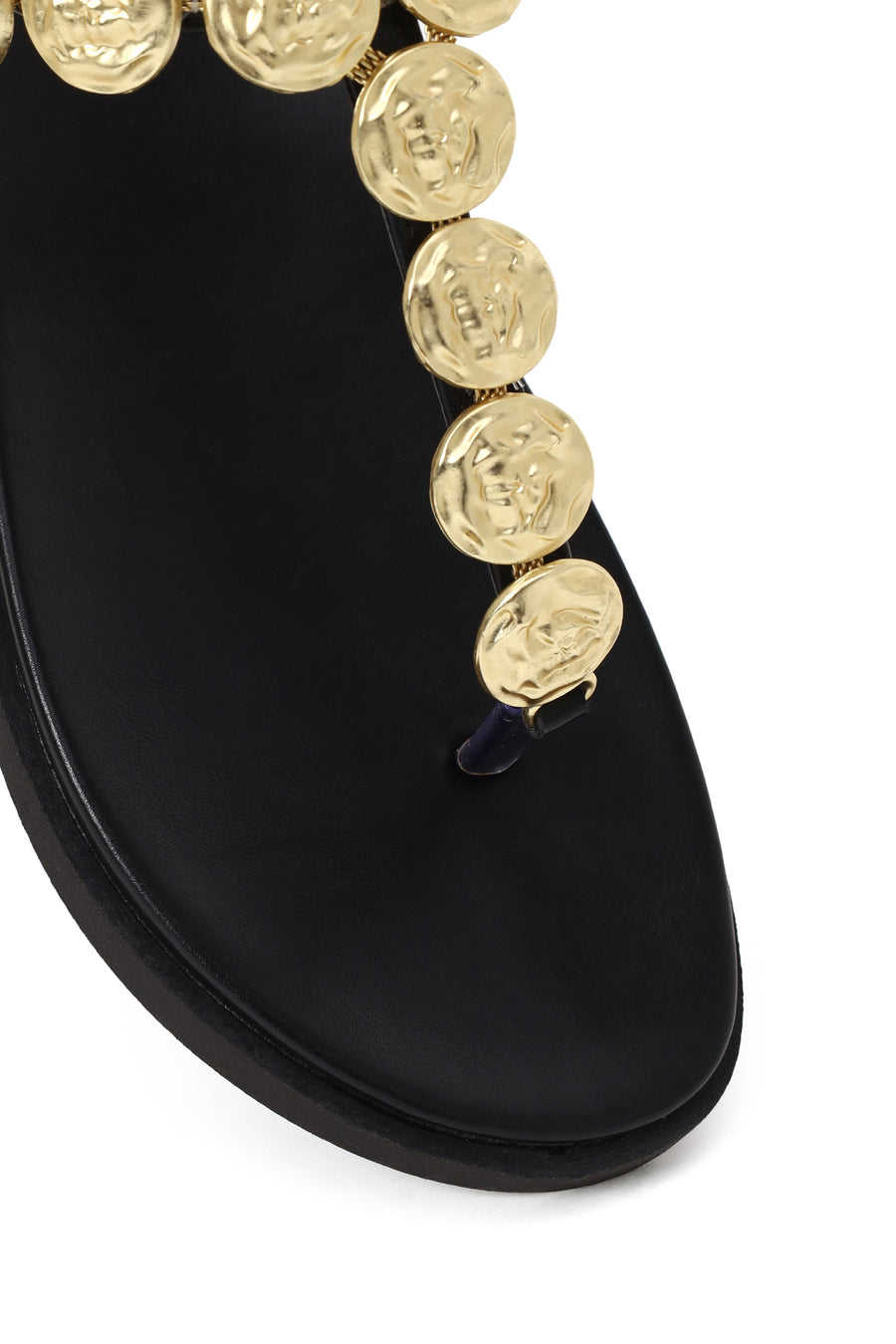 Woman Black Buckled Toe-Post Sandal