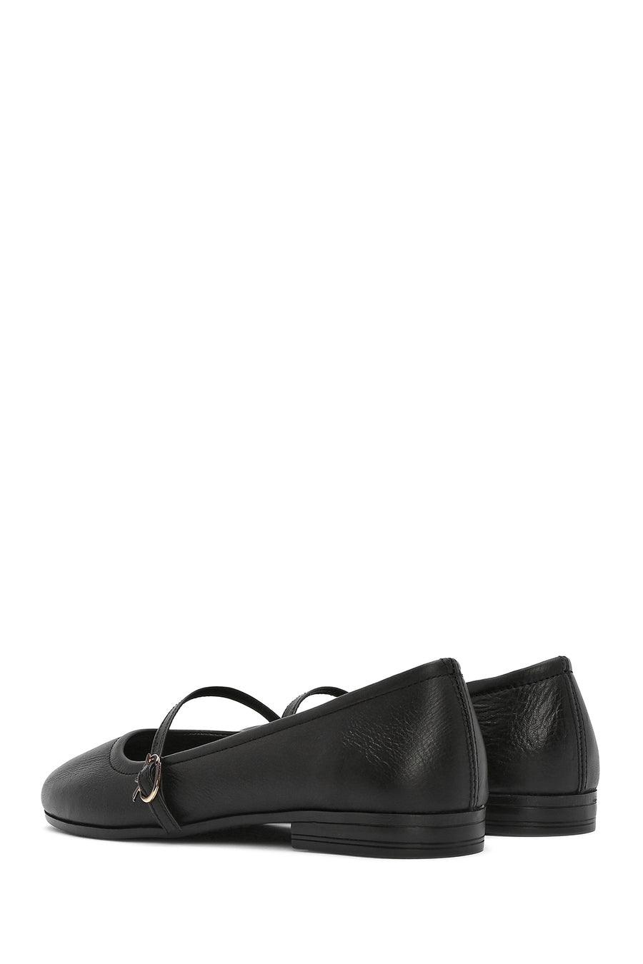 Women's Black Banded Leather Ballerinas