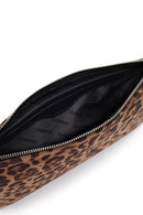 Women's Leopard Long Strap Suede Clutch Bag | Derimod