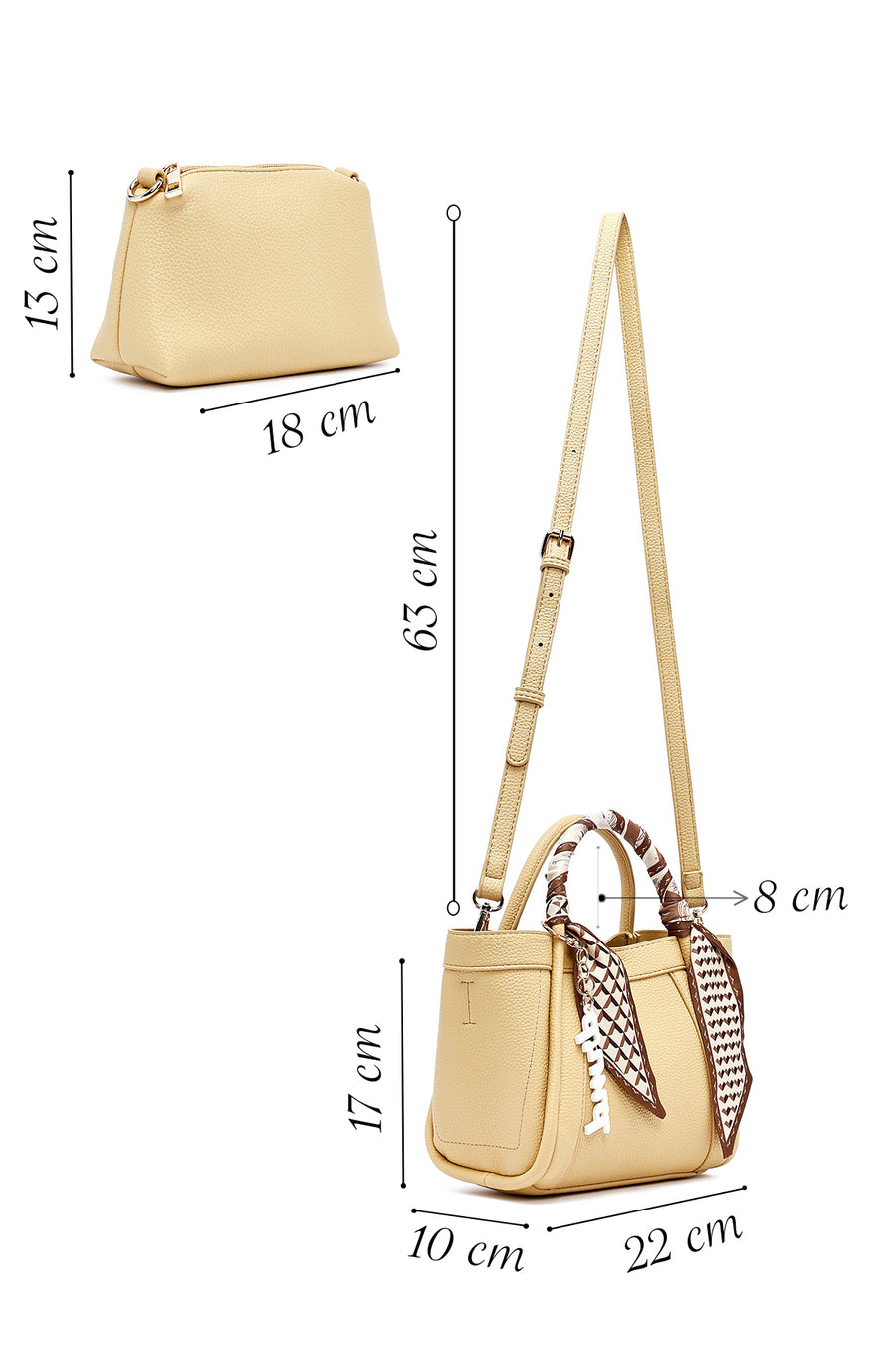 Women's Yellow Long Strap Accessorized Shoulder Bag