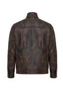 Alfred Male Brown Notched Collar Leather Coat | Derimod