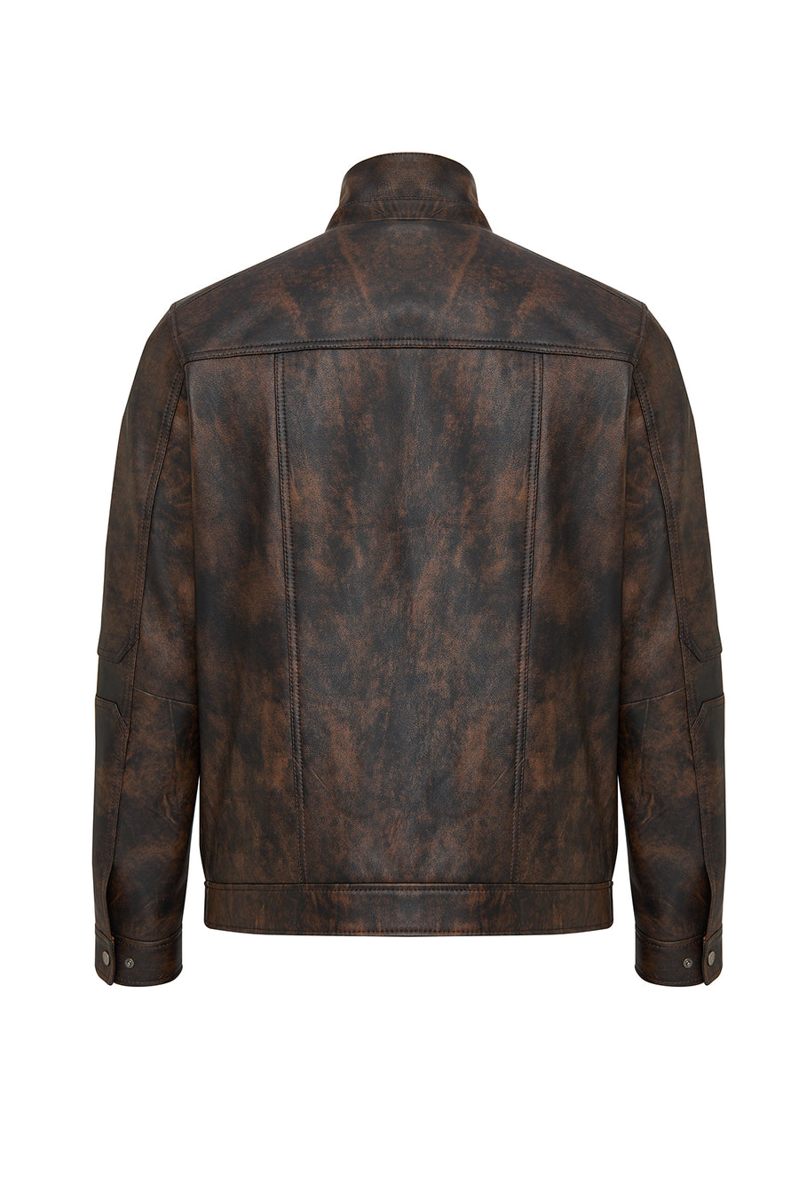 Alfred Male Brown Notched Collar Leather Coat
