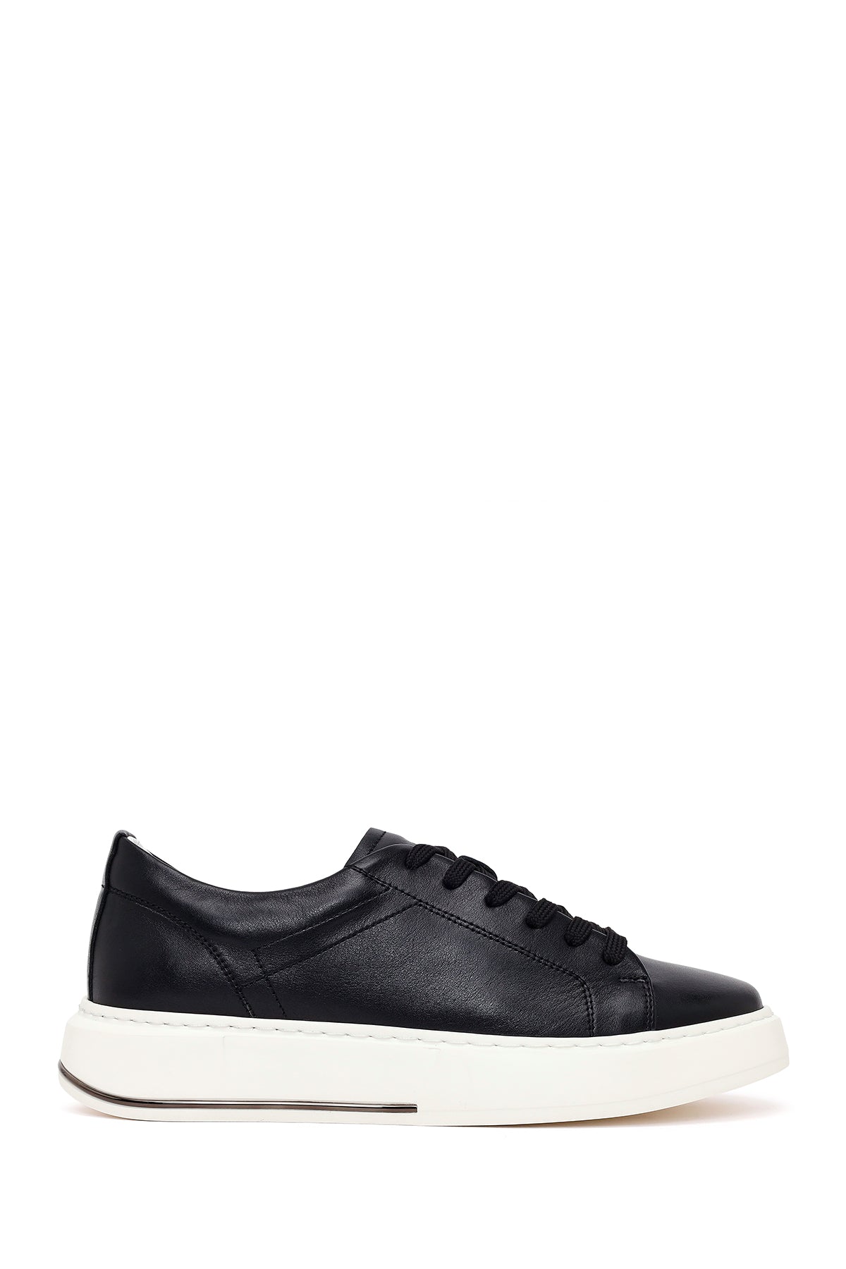 Erkek Siyah Bağcıklı Kalın Tabanlı Deri Sneaker 26SFD612118 | Derimod