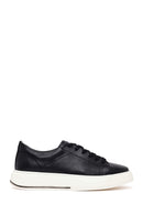 Erkek Siyah Bağcıklı Kalın Tabanlı Deri Sneaker | Derimod