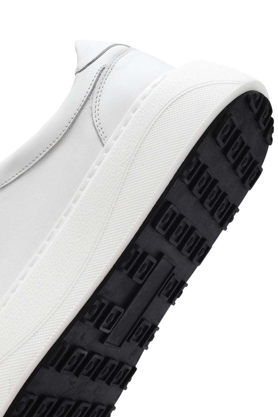 Men's White Lace-up Thick-Sole Leather Sneaker