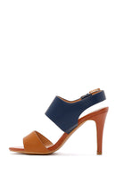 Women's Navy Blue Thin Heeled Sandals | Derimod