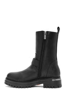 Harley Davidson Women's Black Uptown Zippered Leather Boots | Derimod