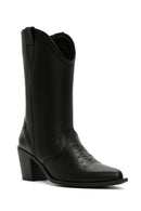 Women's Black Leather Cowboy Boots | Derimod