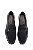 Men's Black Leather Printed Buckle Casual Loafer | Derimod