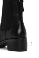 Women's Black Thick Heeled Leather Chelsea Boots | Derimod