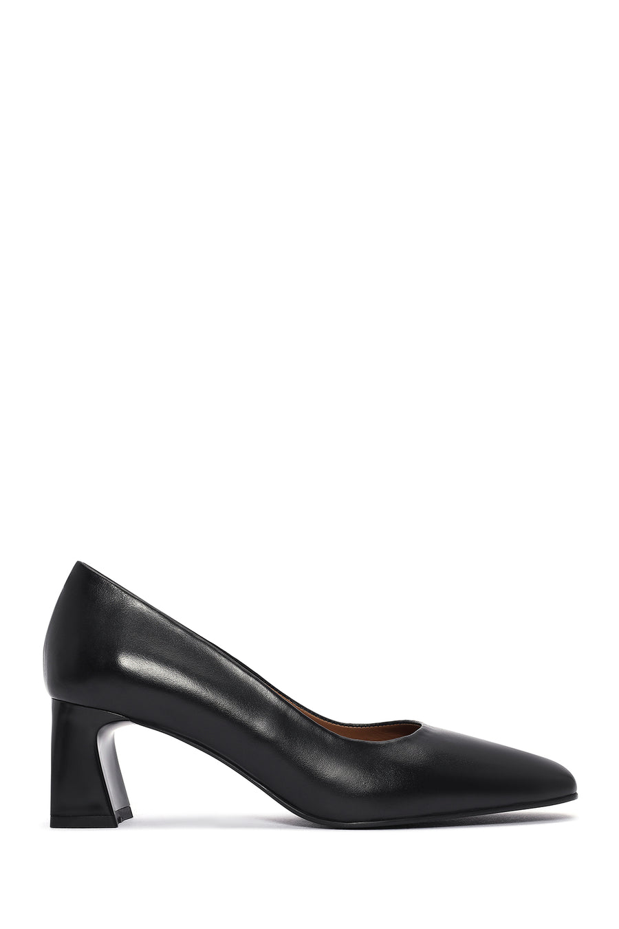 Women's Black Thick Low Heel Leather Stiletto 25SFD132518 | Derimod