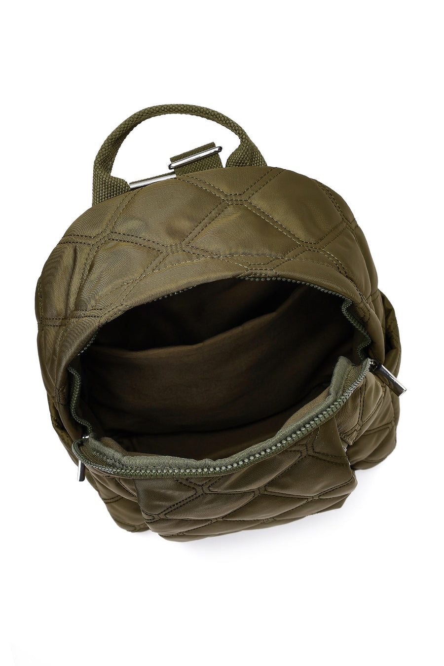 Women's Khaki Quilted Backpack with Accessories