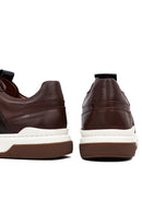 Erkek Kahverengi Bağcıklı Deri Sneaker | Derimod
