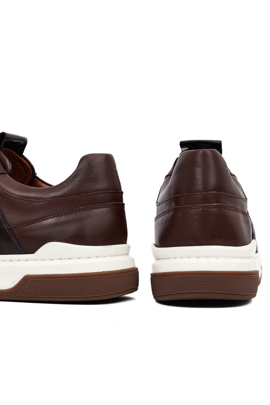 Erkek Kahverengi Bağcıklı Deri Sneaker