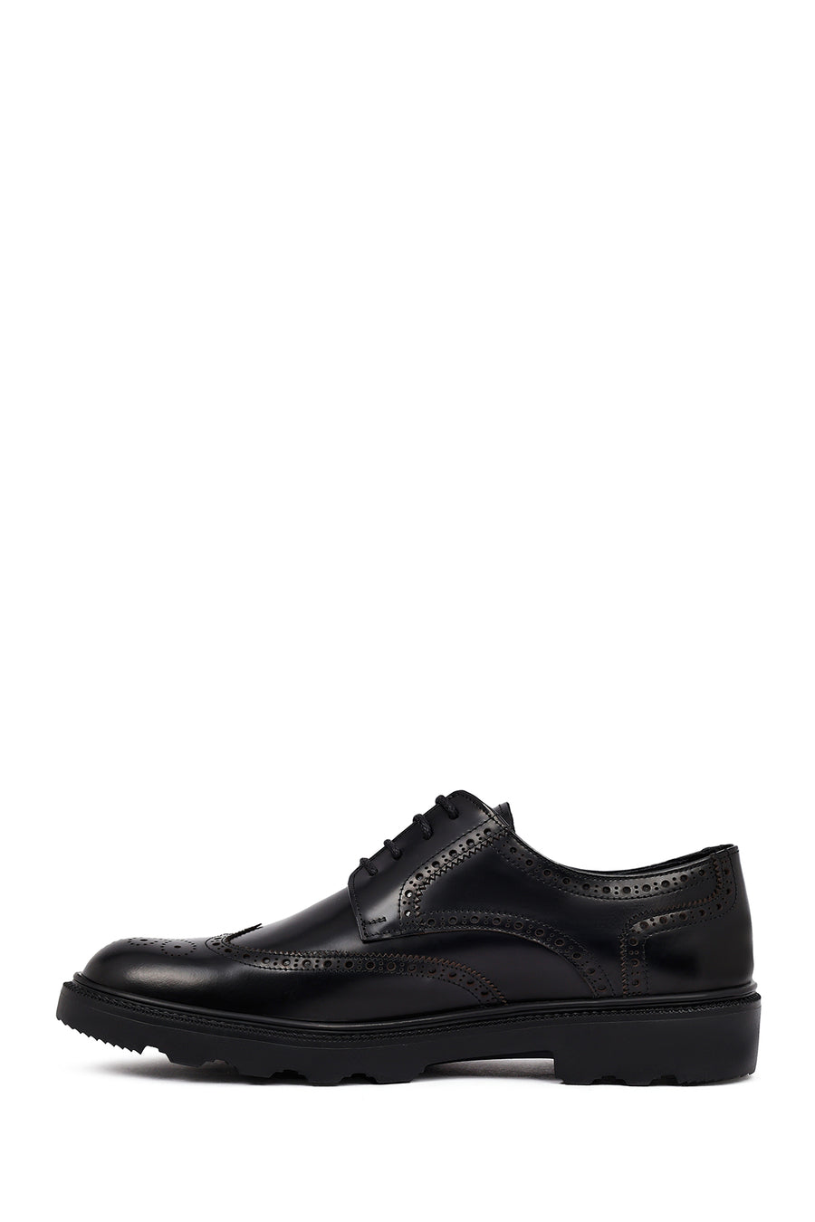 Men's Black Thick-Soled Leather Casual Shoes